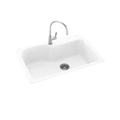 Dual-Mount Solid Surface 33 in. x 22 in. 1-Hole Single Bowl Kitchen Sink in Arctic Granite