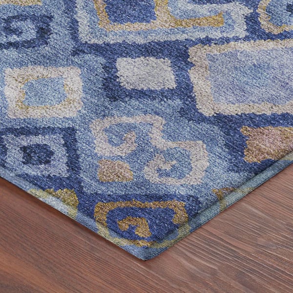 Mayfield Premium Machine Washable Abstract AMF2303 Blue 3 ft. x 4 ft. Area Rug