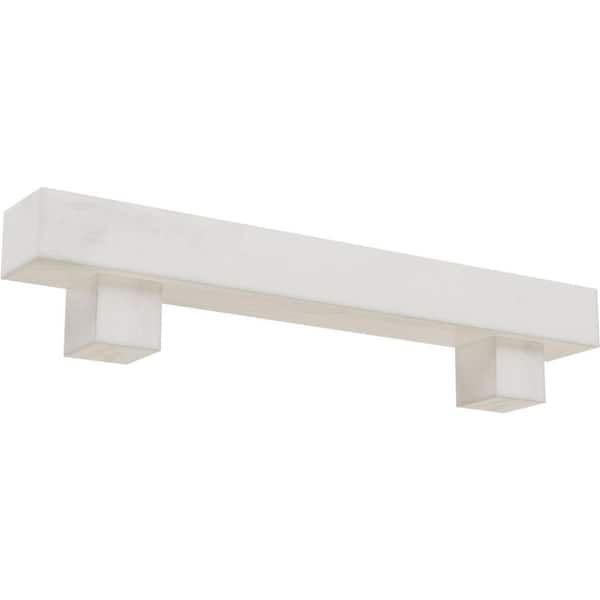 Ekena Millwork 4 in. x 4 in. x 3 ft. Rustic Smooth Faux Wood Fireplace Mantel Kit, Alamo Corbels, Factory Prepped Ready to Paint