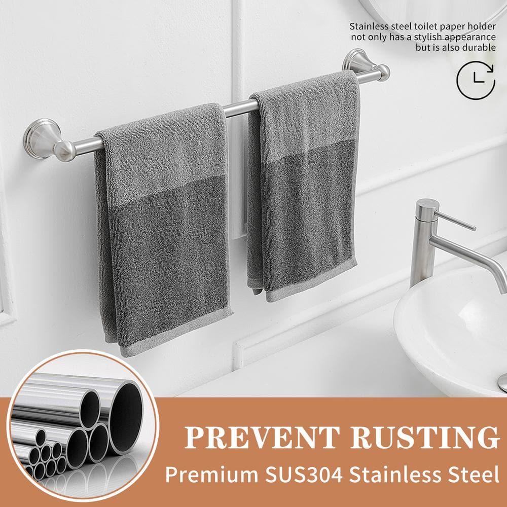 Brushed Nickel 24-Inch Wall Mounted Towel Bar