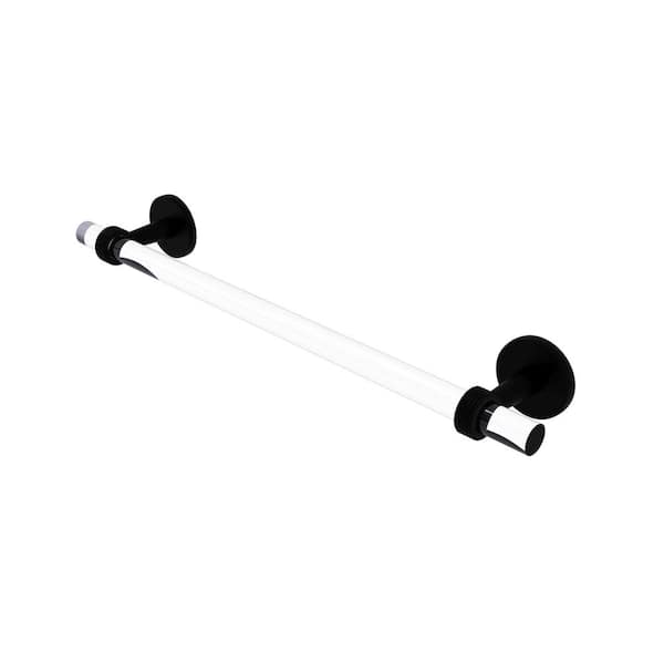 Allied Brass Clearview Collection 30 in. Wall Mounted Single Towel Bar in Matte Black with Groovy Accents