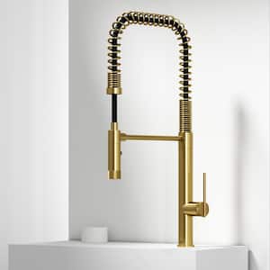 Sterling Single Handle Pull-Down Sprayer Kitchen Faucet in Matte Brushed Gold