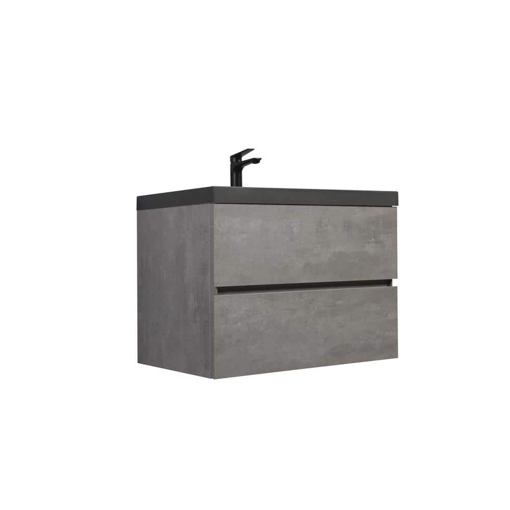 30 in. W Floating Single Sink Bath Vanity in Grey with Matt black Quartz Sand Top price history on PriceWatchPro