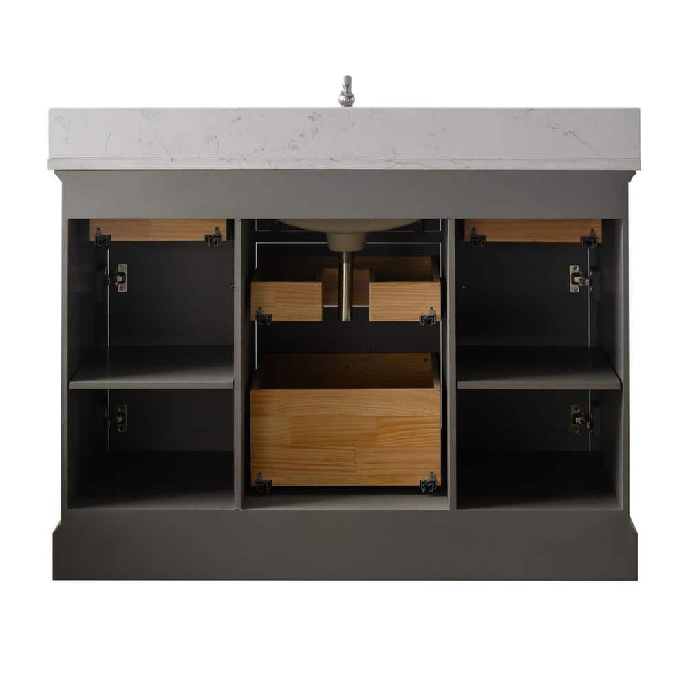 Thompson 48'' Gray Solid Wood Bathroom Vanity with Stone Top