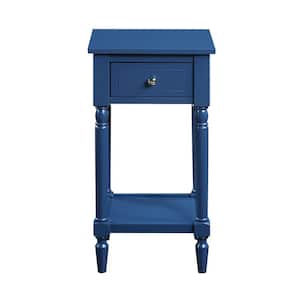 French Country 14 in. W Cobalt Blue 28 in. H Square Wood Khloe End Table with Drawer