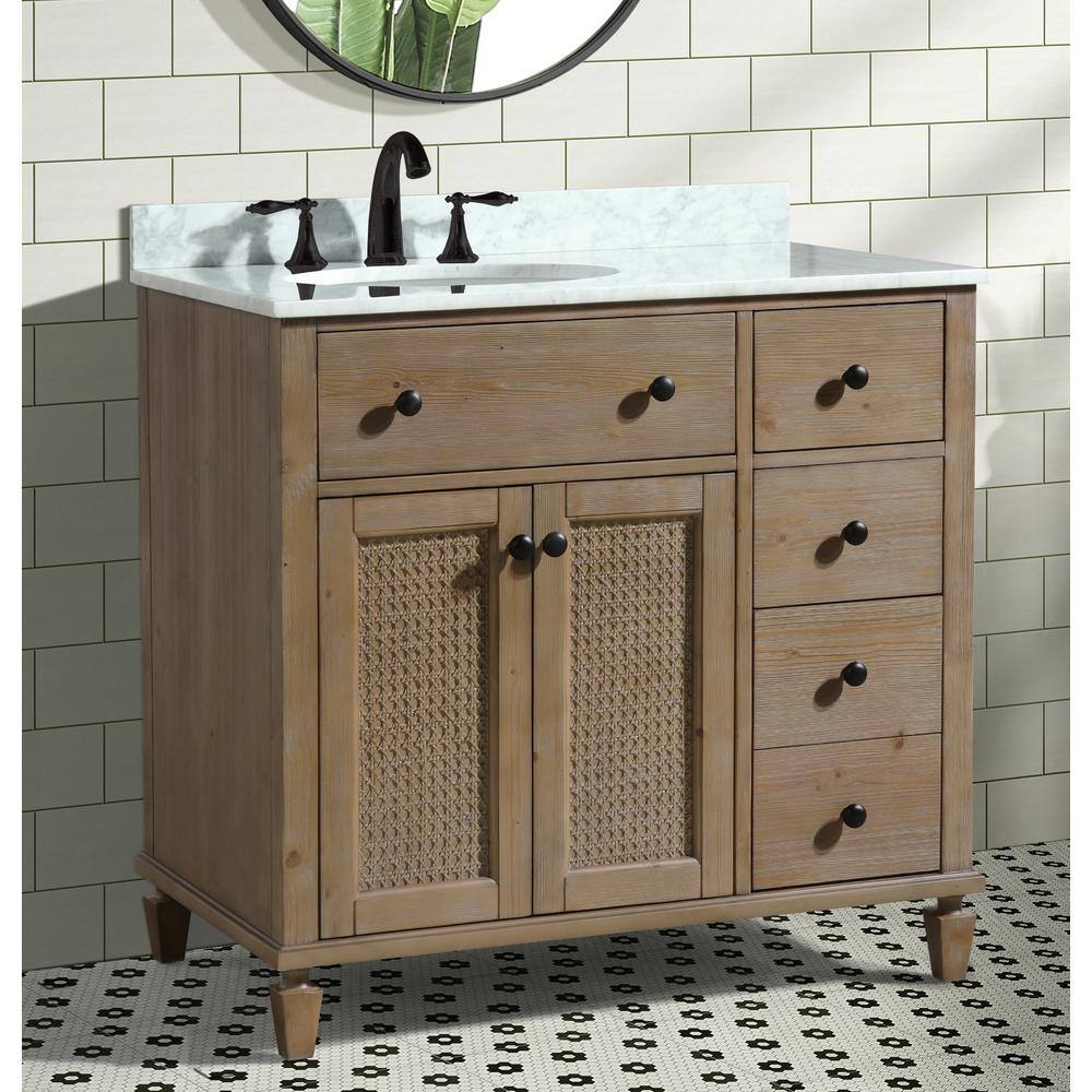Annie 36" Weathered Fir Bathroom Vanity with Marble Top