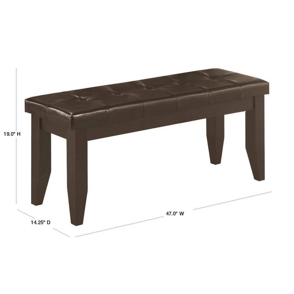 Dalila Cappuccino Faux Leather Upholstered Dining Bench