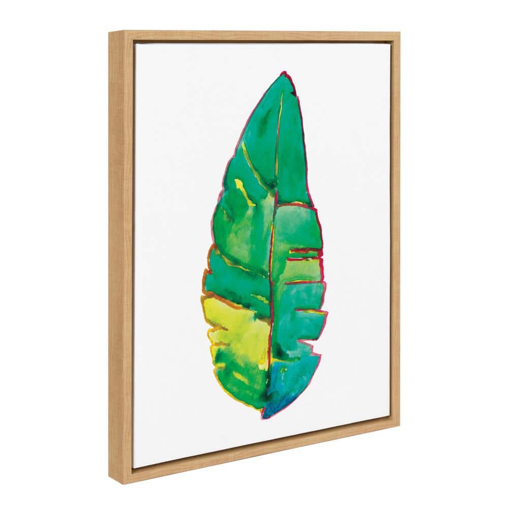 Natural Framed Banana Leaf Canvas Wall Art, 18x24