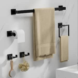 5-Piece Bath Hardware Set with Mounting Hardware in Black