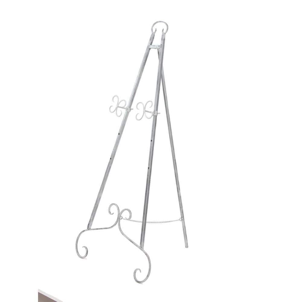 Gray Metal Adjustable Scroll Easel with Chain Support