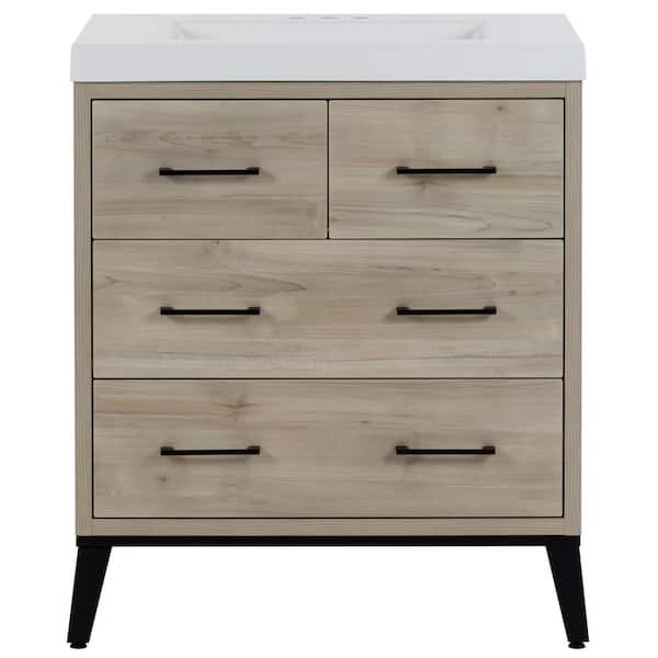 Solway 31 in. Single Sink Sable Bath Vanity with White Cultured Marble Top (Assembled)