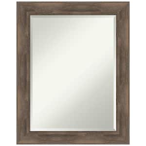 Hardwood Mocha 22.75 in. x 28.75 in. Rustic Rectangle Framed Bathroom Vanity Wall Mirror