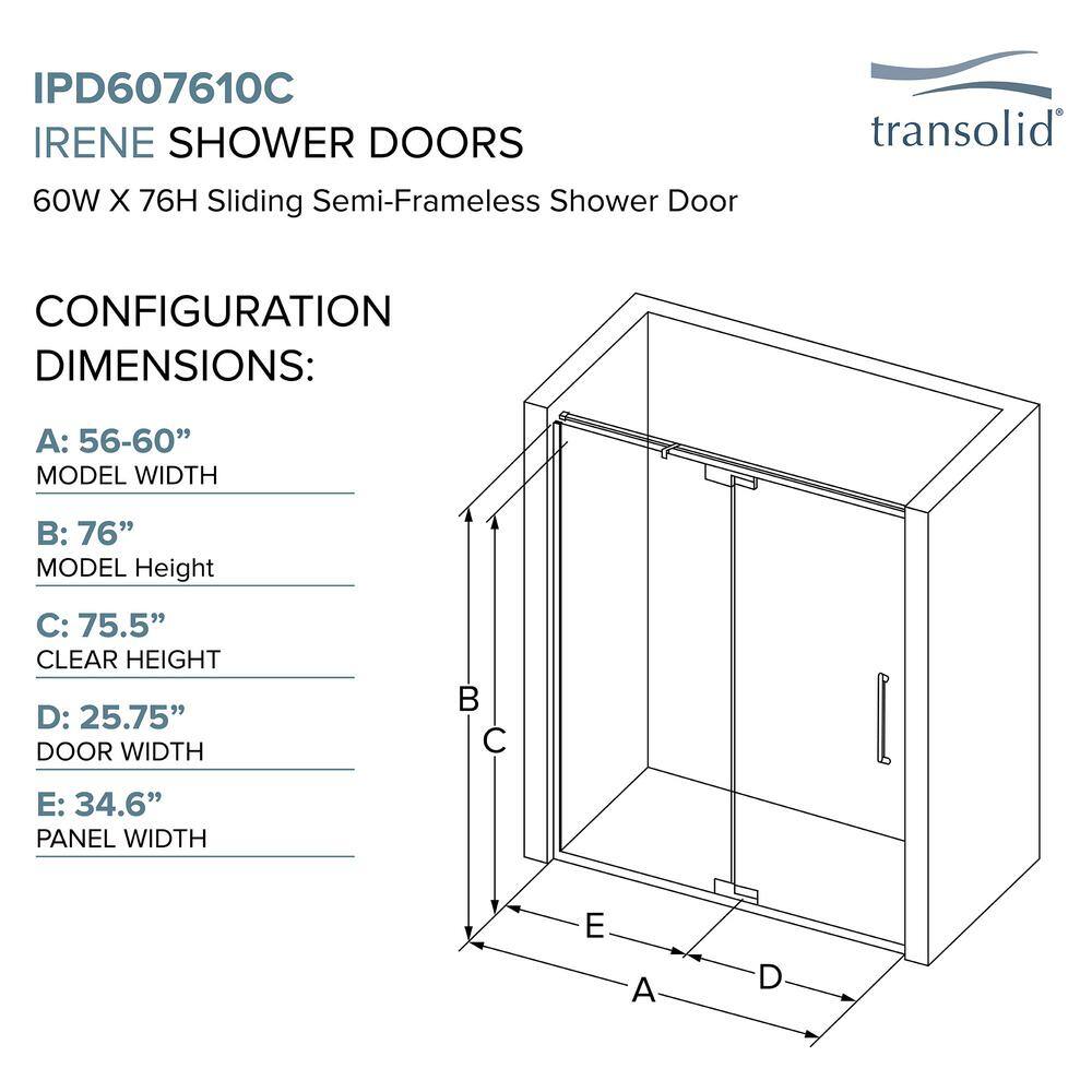 Polished Chrome 60" Pivot Shower Door with Clear Glass