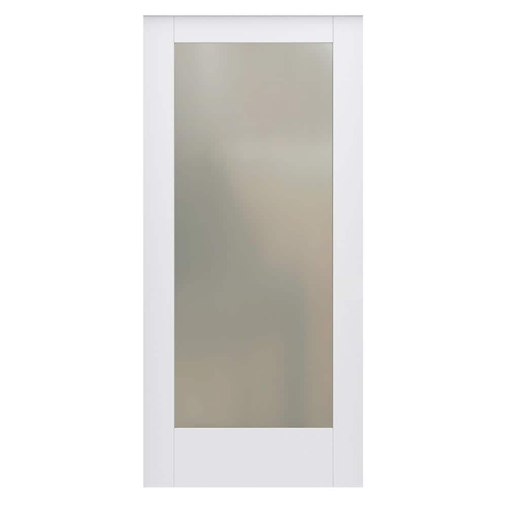 36 in. x 80 in. DesignGlide MODA Primed PMT1011 Solid Core Wood Interior Barn Door Slab with Translucent Glass price history on PriceWatchPro