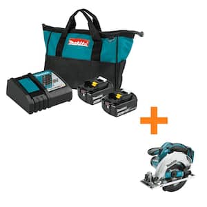18V LXT Lithium-Ion Battery and Rapid Optimum Charger Starter Pack (5.0Ah) with bonus 18V LXT 6-1/2 in. Circular Saw