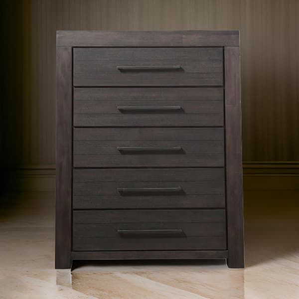 Gray and Bronze 5-Drawers 52 in. Chest of Drawers Dresser Without Mirror