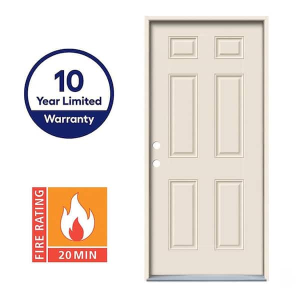 JELD-WEN 36 in. x 80 in. 6-Panel Primed 90 Minute Fire Rated Steel