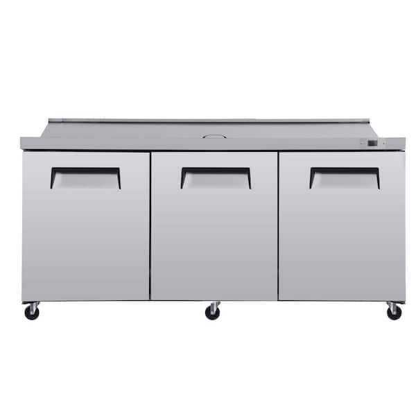 72 in. 22 cu. ft. Commercial Refrigerators Sandwich Prep Table in Stainless Steel Silver with Butcher Cutting Board