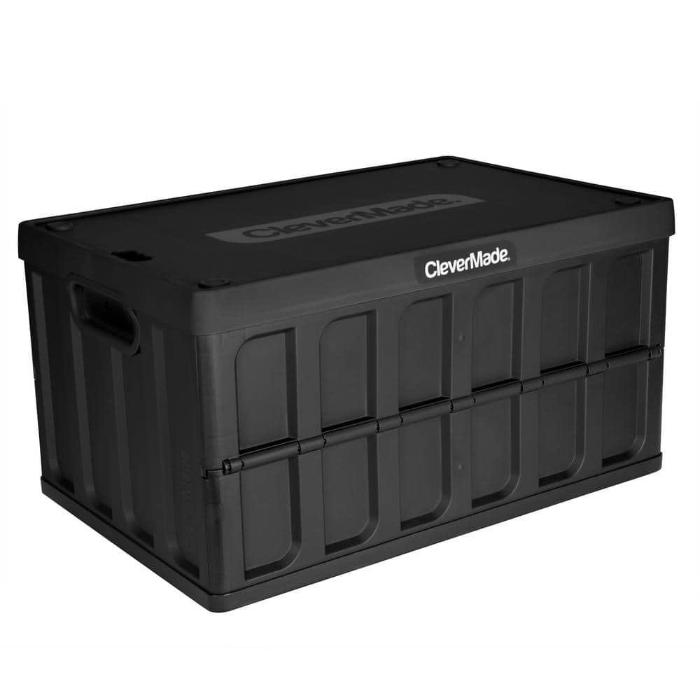 CleverMade 46 L Collapsible Storage Crate with Lid in Charcoal