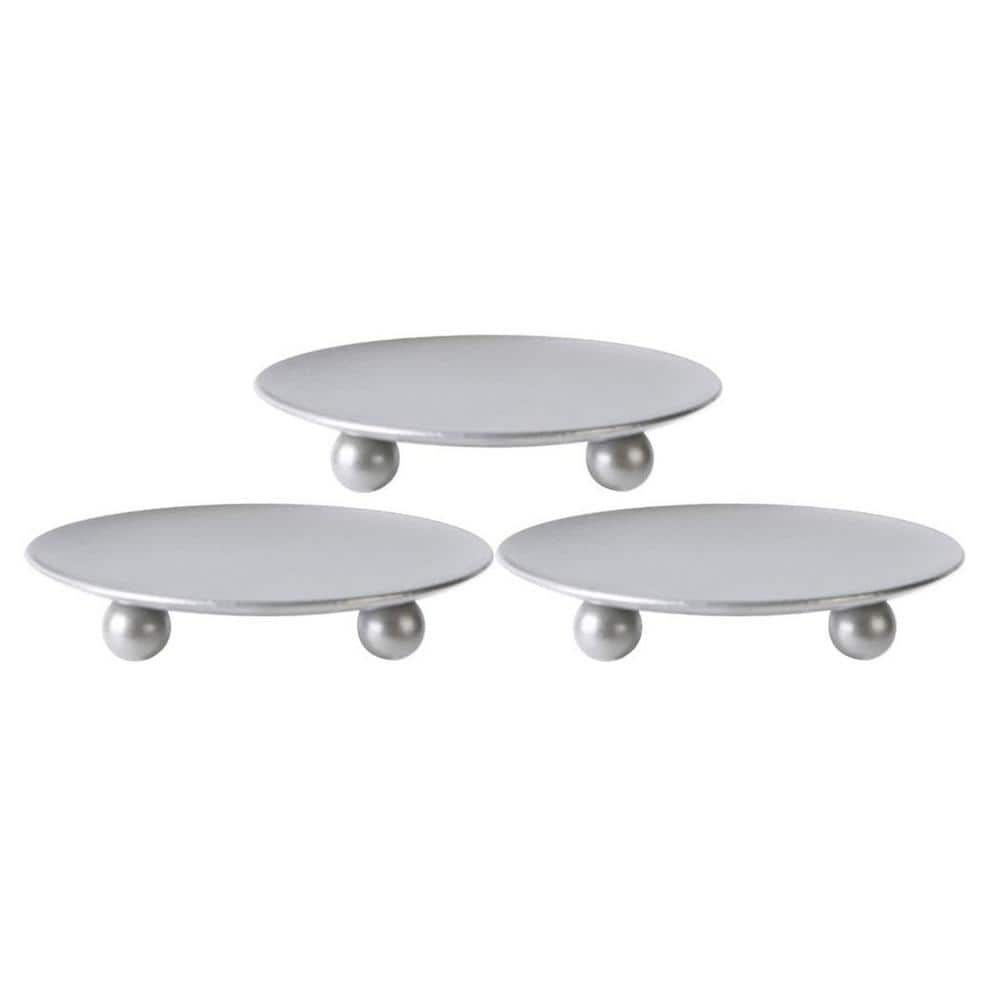 Silver Iron Plate Candle Holder, Decorative Iron Pillar Candle Holder, Candle Stand Set of 3 price history on PriceWatchPro