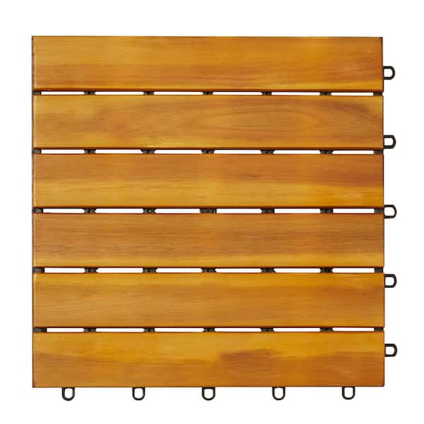 Tidoin Outdoor 1 ft. x 1 ft. Wood Deck Tile in Brown (10 Per Box)