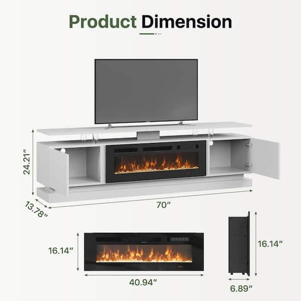 Sizzim 70 in. Freestanding Electric Fireplace TV Stand with