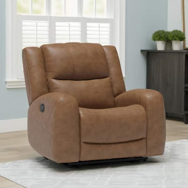 Leos Brown Polyester Glider Manual Recliner Chair