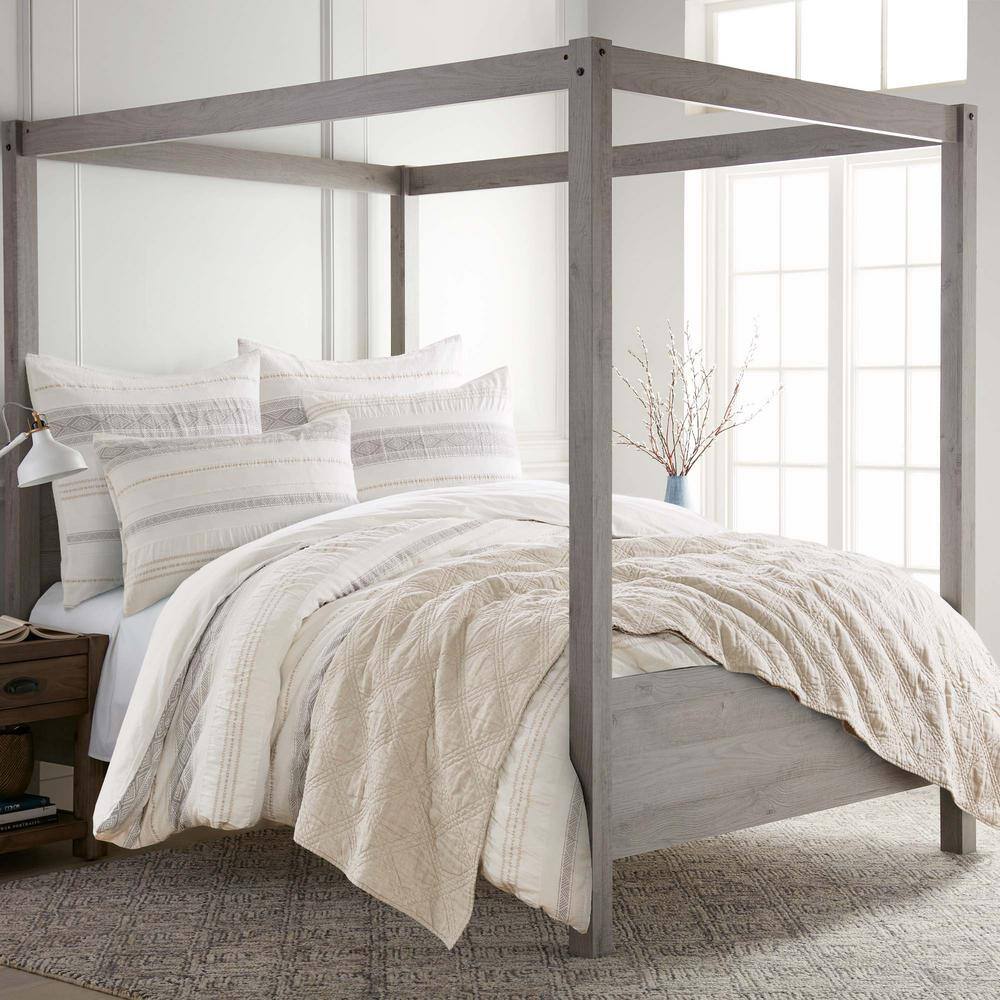 King Taupe Cotton Duvet Set with Polyfill