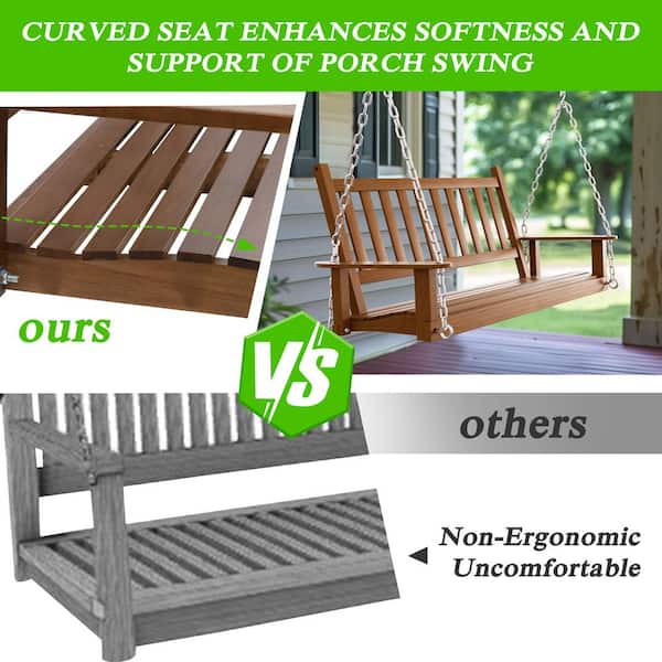 VEIKOUS 4 ft. Wood Patio Porch Swing Outdoor With Chains and