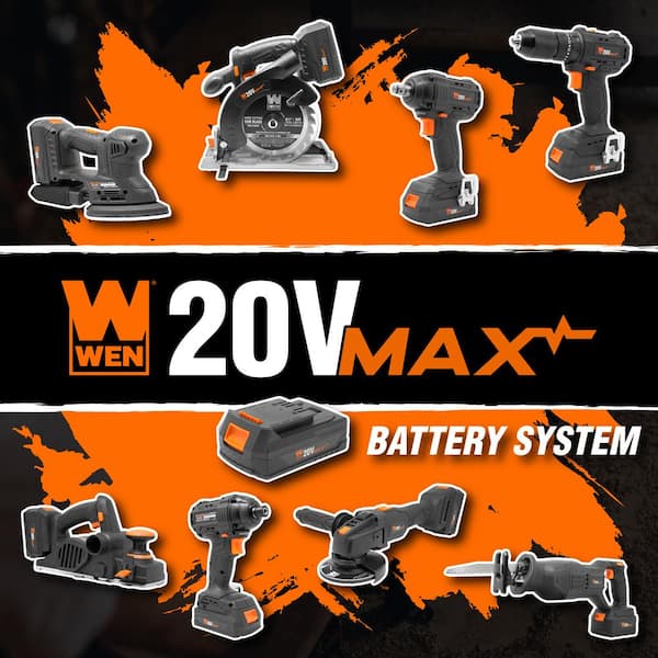 WEN 20V Max 6.5-Inch Cordless Circular Saw with 4.0 Ah Lithium-Ion Battery and Charger