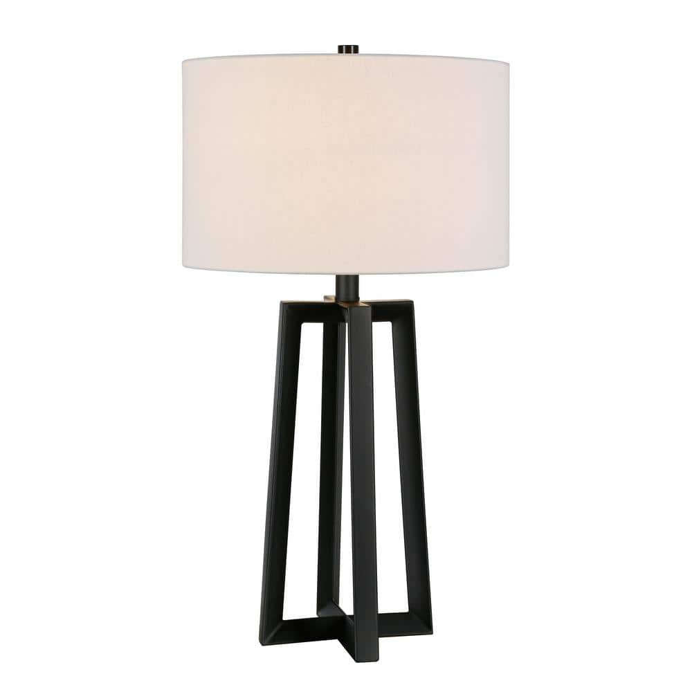 Helena 24.5" Blackened Bronze Tripod Nightstand Lamp with Barrel Shade