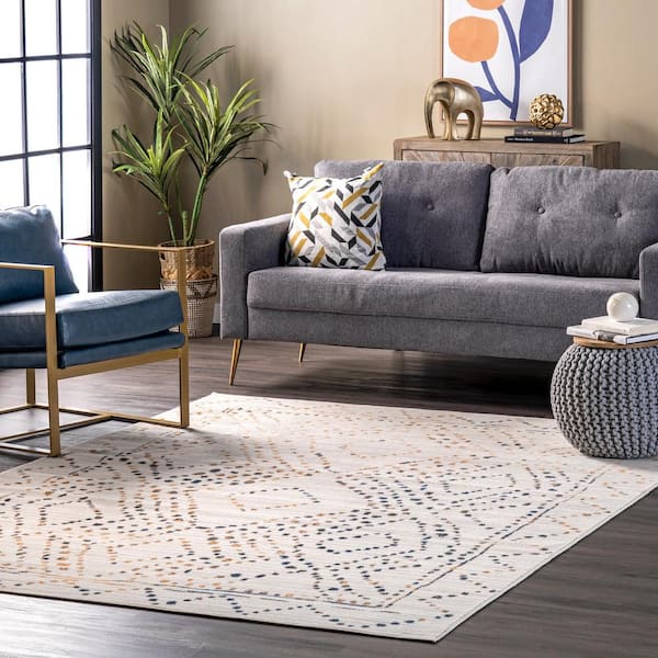 nuLOOM Mila Moroccan Diamond Trellis Beige 9 ft. x 12 ft. Indoor Area Rug