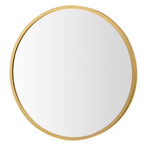 16 in. W x 16 in. H Round Aluminum Alloy Framed Wall Bathroom Vanity Mirror in Gold