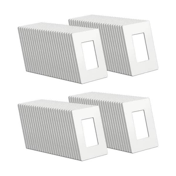 100 Pack USWP4 Series 1-Gang Matte White Screwless Decorator Polycarbonate Wall Plate Cover Switch Receptacle