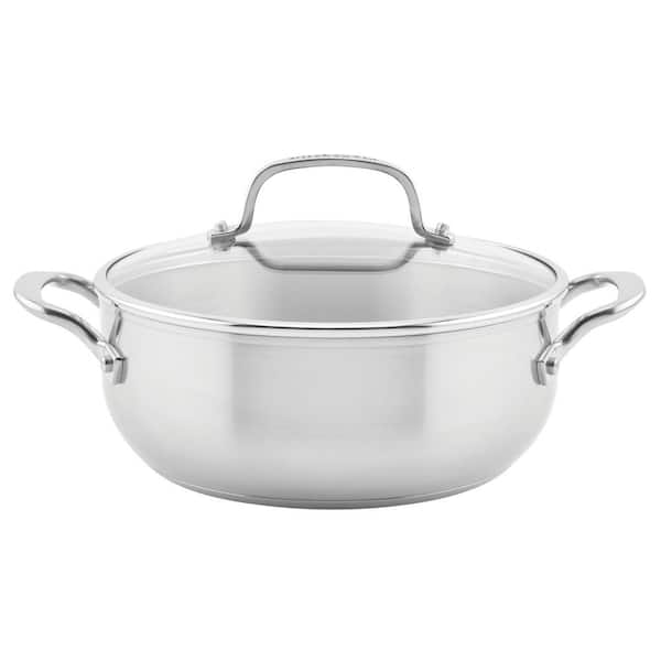 Casserole with Lid, 4-Quart, Brushed Stainless Steel