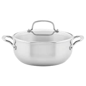 Casserole with Lid, 4-Quart, Brushed Stainless Steel