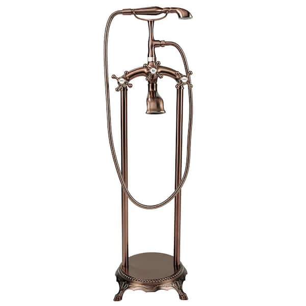 AKDY Stand Alone Tub Filler with Floor Mount - Freestanding 39.37 in Tub Bronze Faucet - Easy Installation