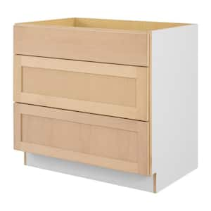 36 in. W x 24 in. D x 34.5 in. H Ready to Assemble Drawer Base Kitchen Cabinet in Unfinished with CLICKREADY Technology