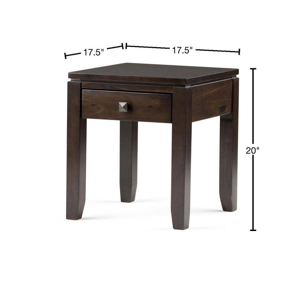 Cosmopolitan Compact Mahogany End Table with Storage Drawer