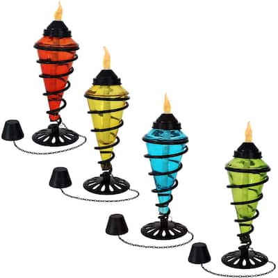 Swirling Metal Glass Tabletop Citronella in Multi-Color (Set of 4)