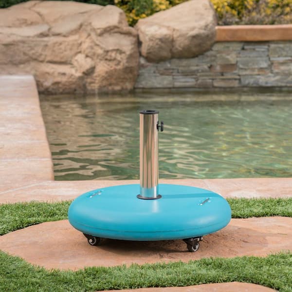 Noble House Guadalupe 88 lbs. Round Outdoor Patio Umbrella Base in Teal
