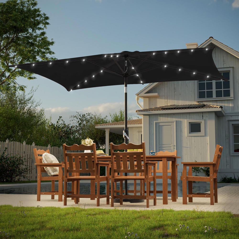 lazy susan for outdoor patio table with umbrella hole Touch Of ECO Solar LED String Lights solar LED umbrella ZNYCYE Patio Umbrella Solar Lights