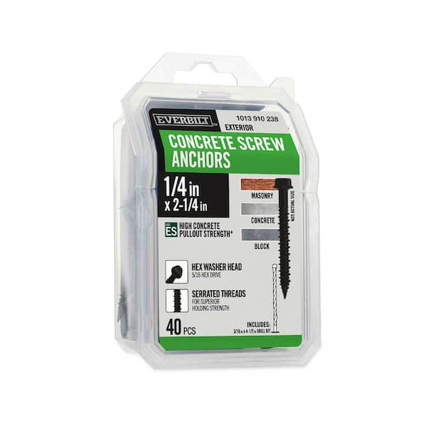 1/4 in. x 2-1/4 in. Hex-Head Concrete Anchors Black (40-Pack)