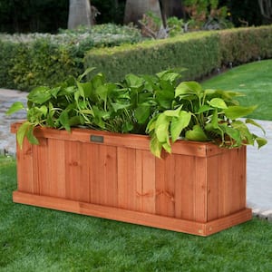 28 1/2 in. x 9 1/2 in. Solid Fir Wood Flower Planter Box with Drainage Holes For Garden