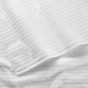Quick Dry Cotton Bright White Ribbed 6-Piece Bath Towel Set