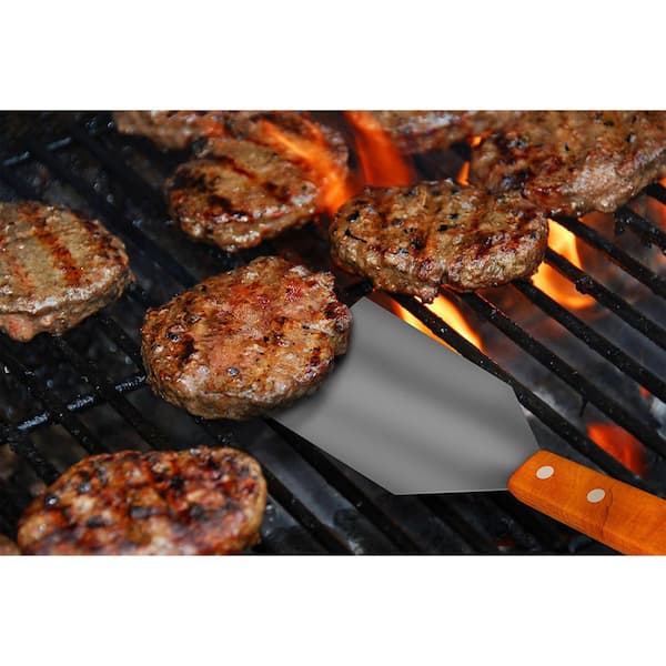Home-Complete 18-Piece Stainless Steel Wood BBQ Grill Tool Set 