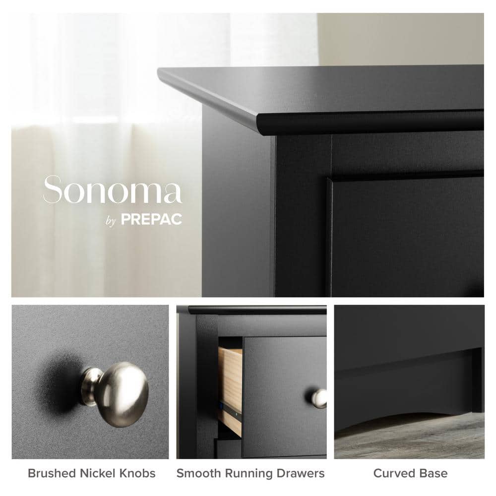 Black Double 6-Drawer Modern Bedroom Dresser