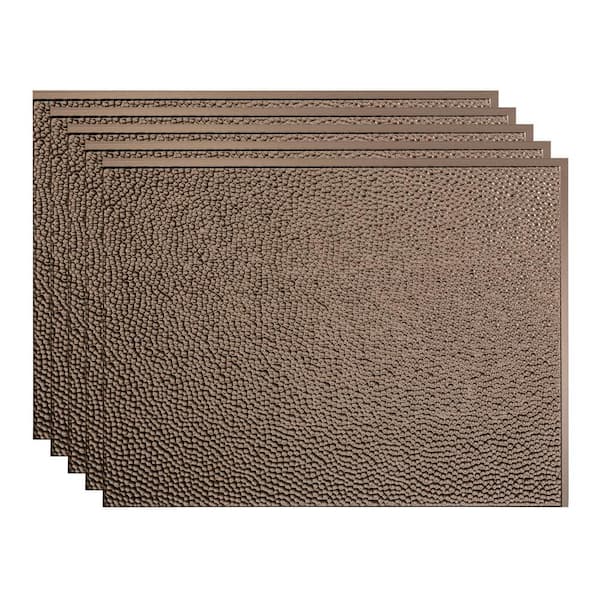 Fasade Hammered 18.25 in. x 24.25 in. Vinyl Backsplash Panel in Argent Bronze (5-Pack)