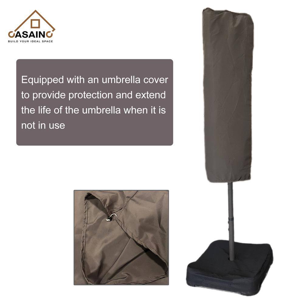 15ft Coffee Steel Double-Sided Outdoor Patio Umbrella