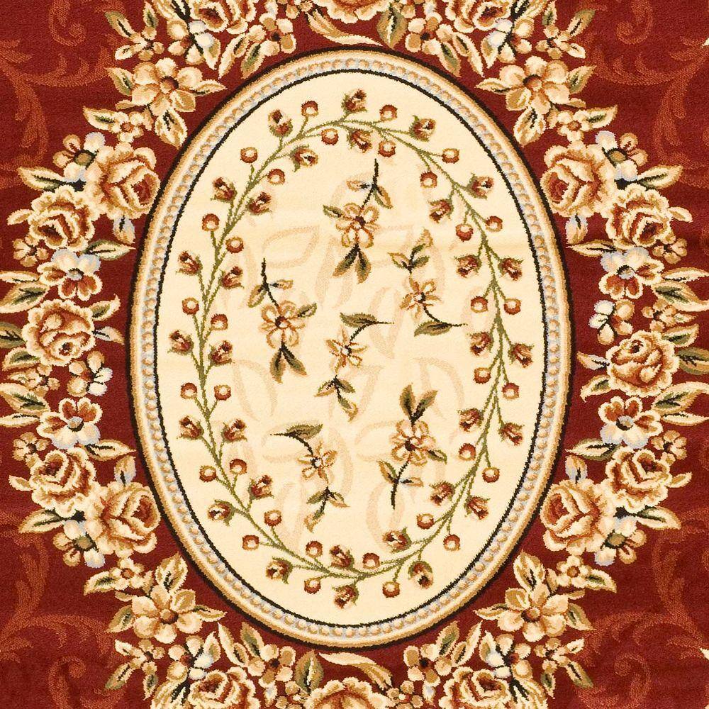 Red and Ivory Rectangular Tufted Synthetic Area Rug 6' x 9'